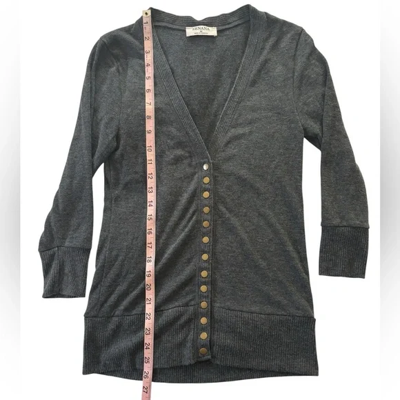Zenana Charcoal Snappy Button-Up Cardigan - Picture 3 of 5